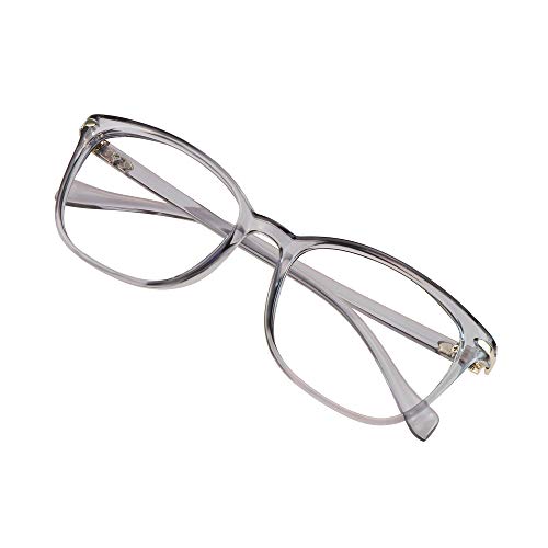VisionGlobal Blue Light Blocking Glasses for Women Men, Square Frame Computer Reading Glasses(Clear Gray,+1.25 Magnification) - Image 1