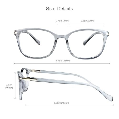 VisionGlobal Blue Light Blocking Glasses for Women Men, Square Frame Computer Reading Glasses(Clear Gray,+1.25 Magnification) - Image 3
