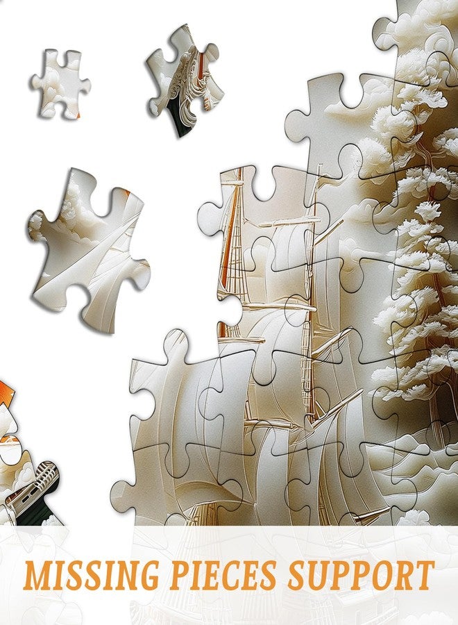 PICKFORU Sailboat 1000 Piece Puzzle for Adults, Ocean Sunset Boat Jigsaw Puzzle Sailing, Sea Sculpted Theme as Home Decor - Image 3