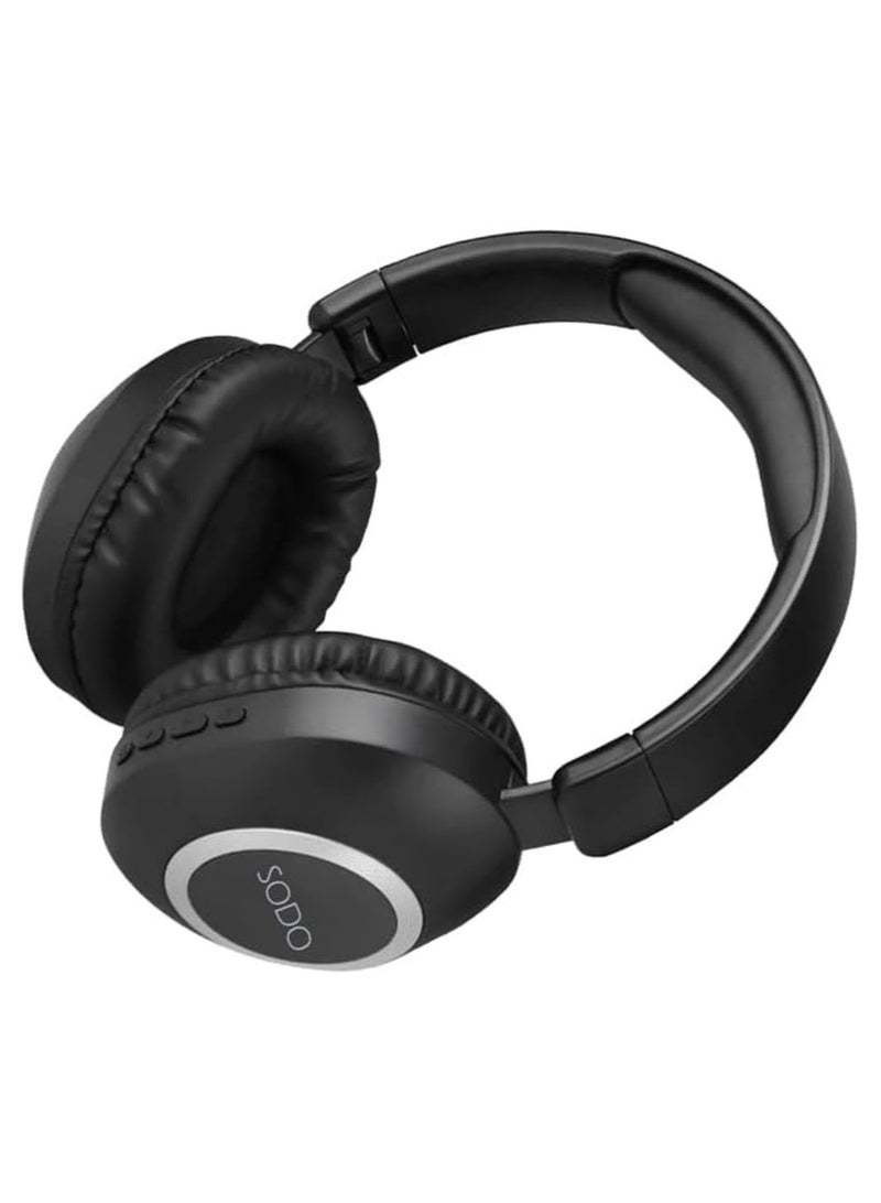 سماعة الرأس SD-1104 اللاسلكية ستيريو فوق الأذن مع ميكروفون اسود