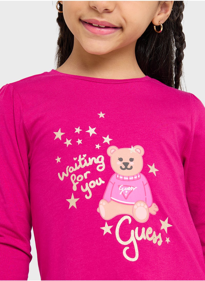 GUESS Kids Logo Detail Long Sleeve T-Shirt  - Image 3