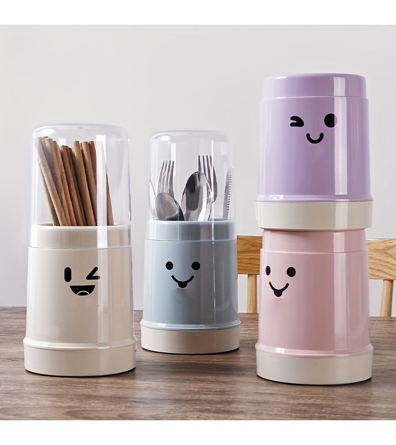 Blue Chopstick And Spoon Holder Tube Space Saving Vertical Storage Box For Asian Kitchen Organization Restaurant Use - Image 5