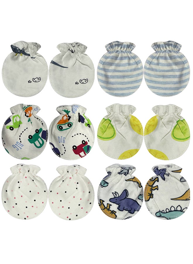 MARGOUN 6 Packs Newborn Baby Mittens Anti Scratch Baby Mittens No Scratch Mittens Baby Gloves for 0-6 Months Boys Girls Multicolour  - Image 2