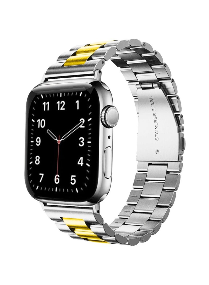 Metal Bands Compatible with Apple Watch Band 41mm, Stainless Steel Magnetic Absorption Strap, Wristband for iWatch Band for Apple Watch Series 7/ - Image 1