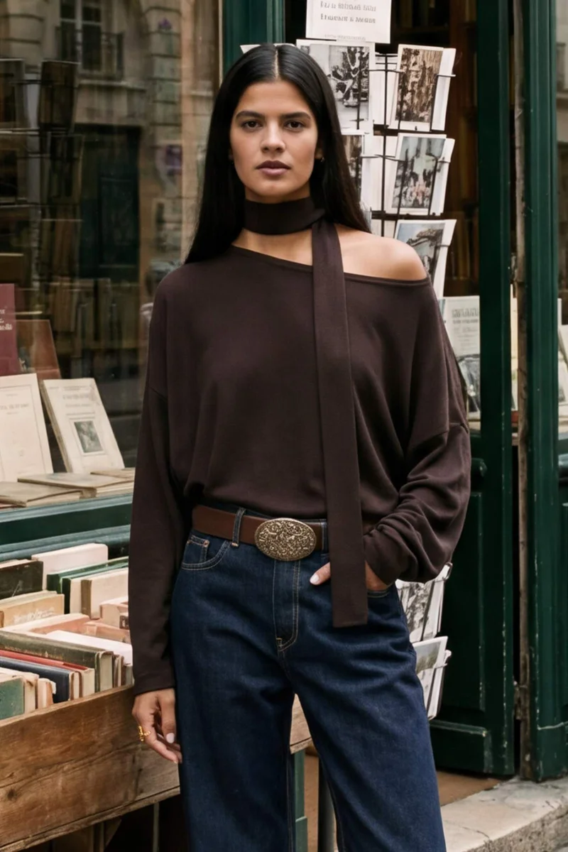 ديفاكتو Loose Fit Boat Neck T-Shirt