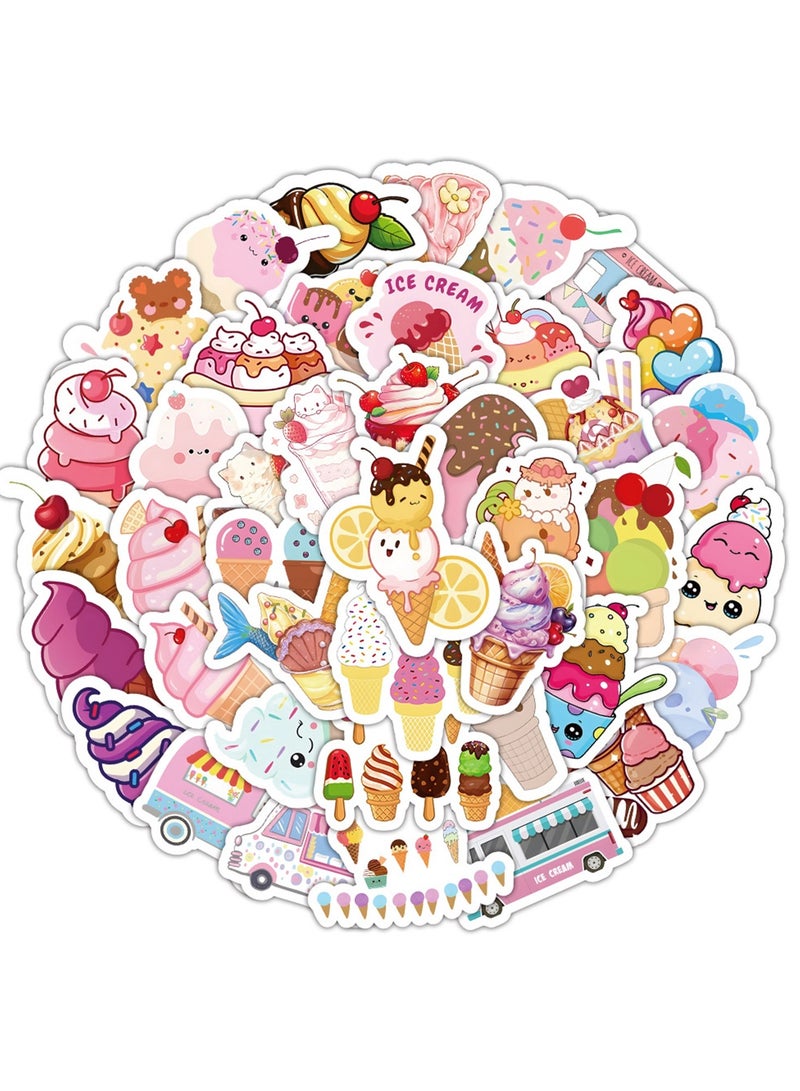 Ice Cream Stickers, 53Pcs Ice Cream Cone Stickers Decals Party Favors Decor Supplies for Adult Teen Kids, Cute Sweet Ice Cream Stickers Bulk for Laptop Water Bottle Refriger Luggage Skateboard - Image 4