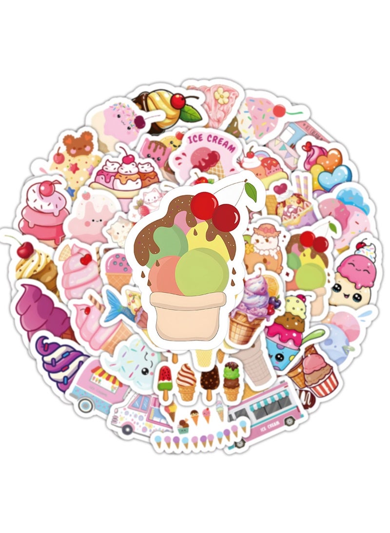 Ice Cream Stickers, 53Pcs Ice Cream Cone Stickers Decals Party Favors Decor Supplies for Adult Teen Kids, Cute Sweet Ice Cream Stickers Bulk for Laptop Water Bottle Refriger Luggage Skateboard - Image 3