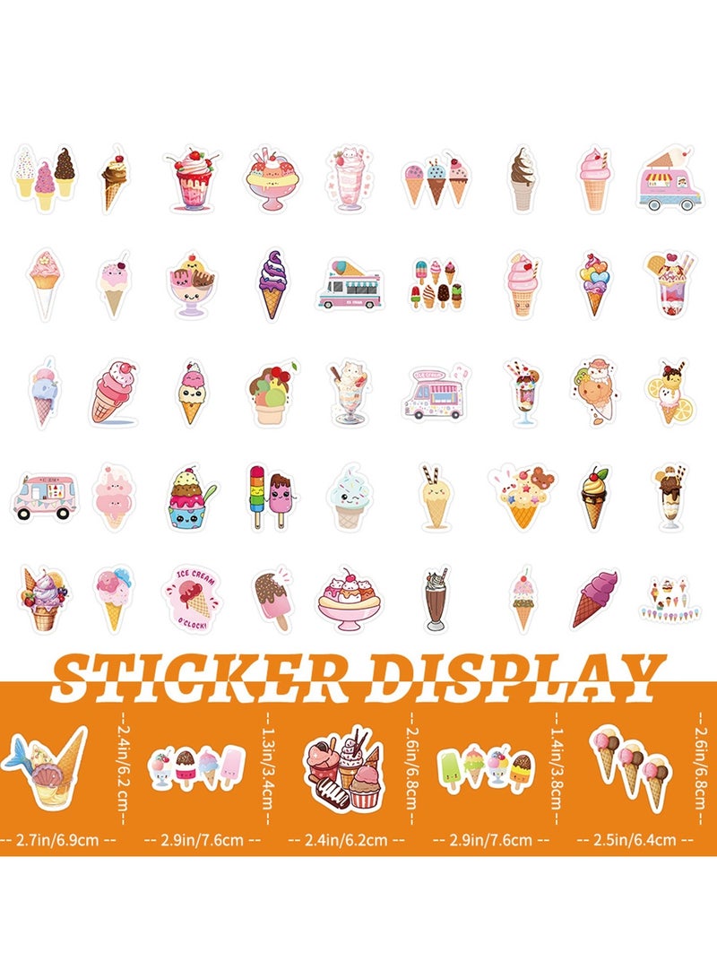 Ice Cream Stickers, 53Pcs Ice Cream Cone Stickers Decals Party Favors Decor Supplies for Adult Teen Kids, Cute Sweet Ice Cream Stickers Bulk for Laptop Water Bottle Refriger Luggage Skateboard - Image 2