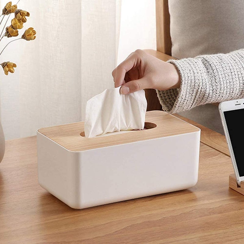COLBEX Wooden Tissue Box Holder Cover,Rectangular Paper Holder Boxes,Removable Facial Tissue Dispenser Holder for Bathroom Vanity Countertop,Bedroom,Living Room,Kitchen - Image 4