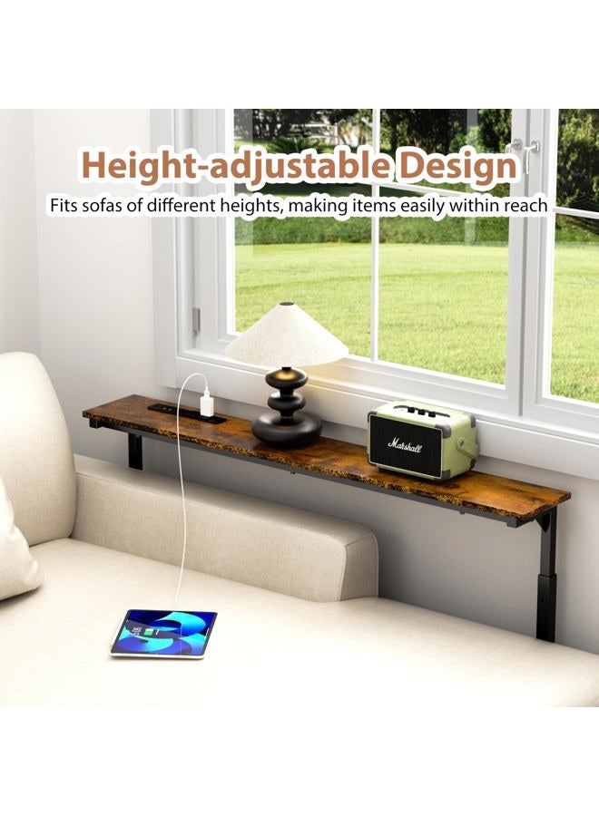GRLEAF 39" Adjustable Height Narrow Console Table with Power Outlets, Long Sofa Table with Charging Station Behind Couch Table Skinny Entryway Table for Living Room, Hallway and Office – Rustic Brown - Image 4