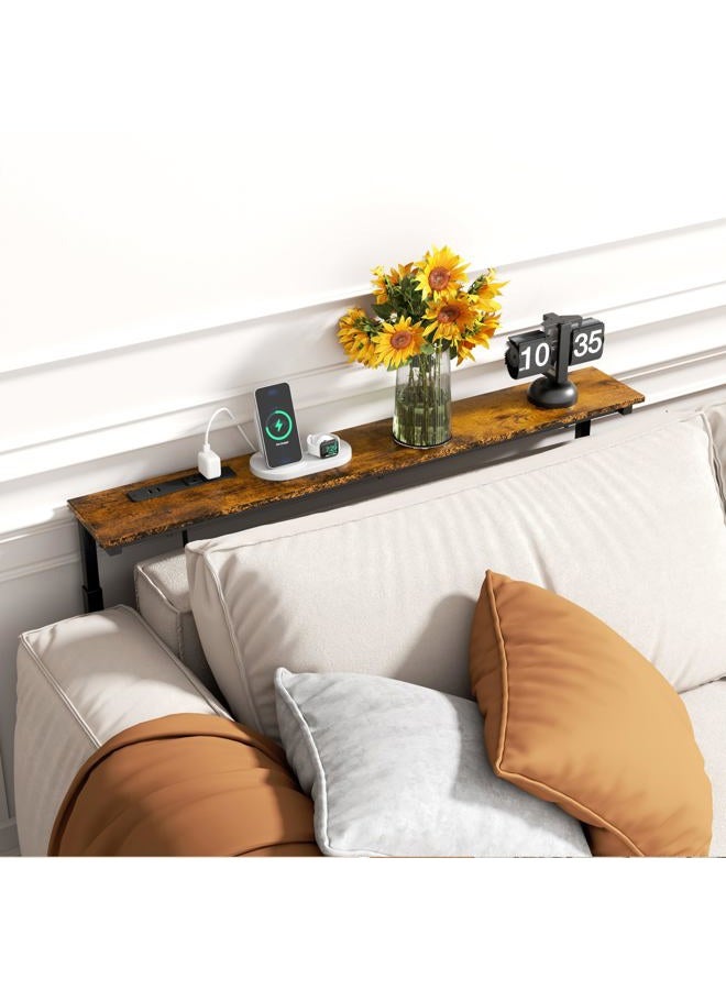 GRLEAF 39" Adjustable Height Narrow Console Table with Power Outlets, Long Sofa Table with Charging Station Behind Couch Table Skinny Entryway Table for Living Room, Hallway and Office – Rustic Brown - Image 2