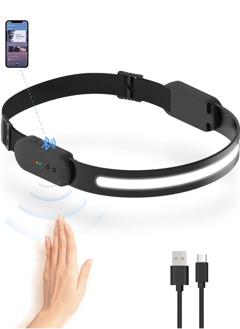 LED Head Torch with Bluetooth Function, 3 Modes, IPX4 Waterproof, 230° Wide Floodlight, Adjustable Vision Sensor, Super Bright Head Lamp for Camping, Repair, Fishing - Image 1