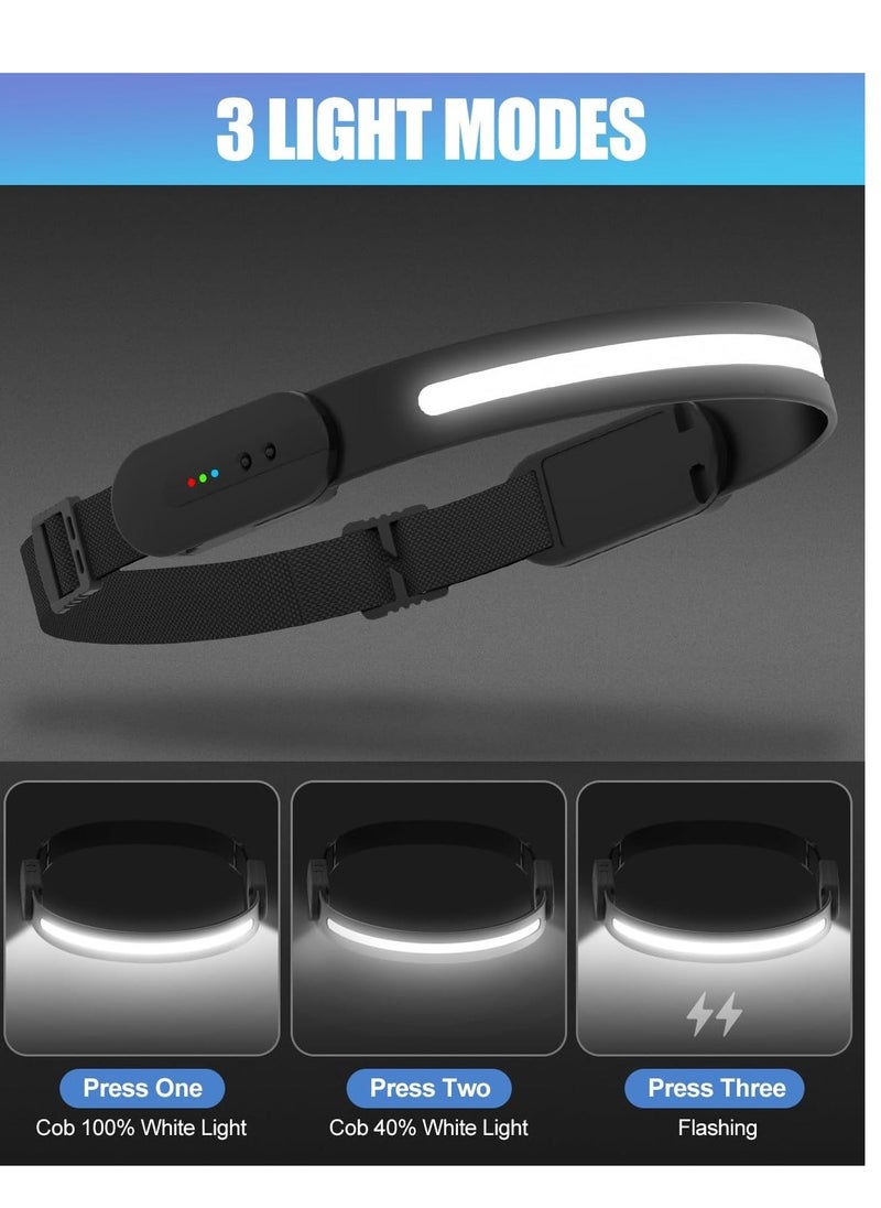 LED Head Torch with Bluetooth Function, 3 Modes, IPX4 Waterproof, 230° Wide Floodlight, Adjustable Vision Sensor, Super Bright Head Lamp for Camping, Repair, Fishing - Image 2