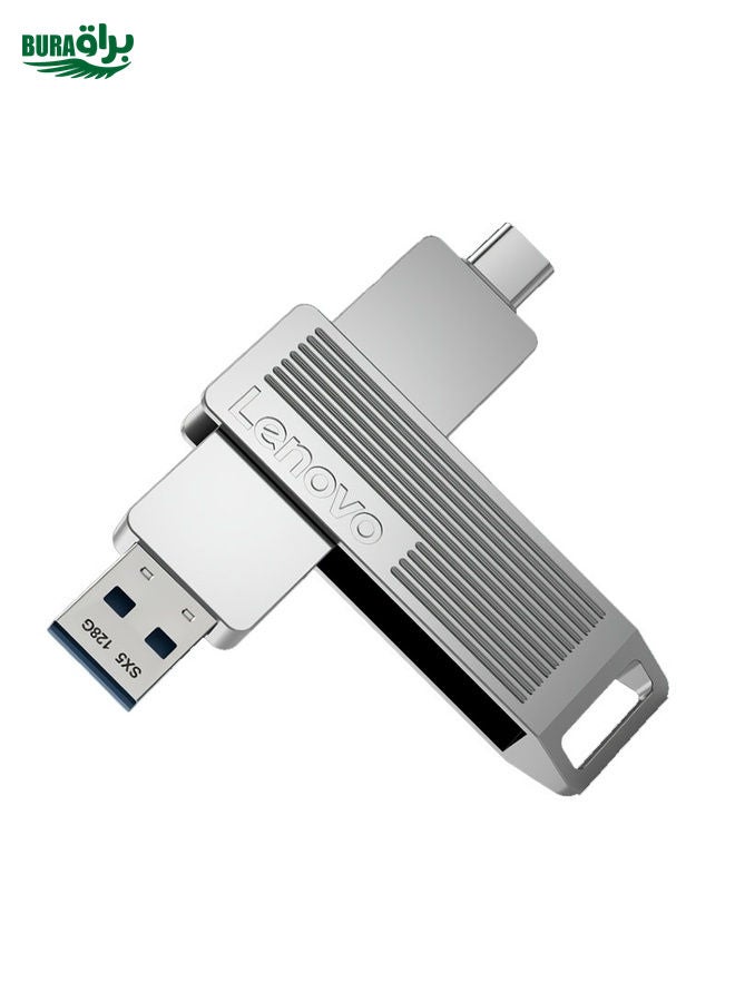 BURAQ Lenovo SX5 Pro USB3.2+Type-C Dual Interface Mobile Solid State Flash Drive, Memory: 128GB(Silver)  - Image 1