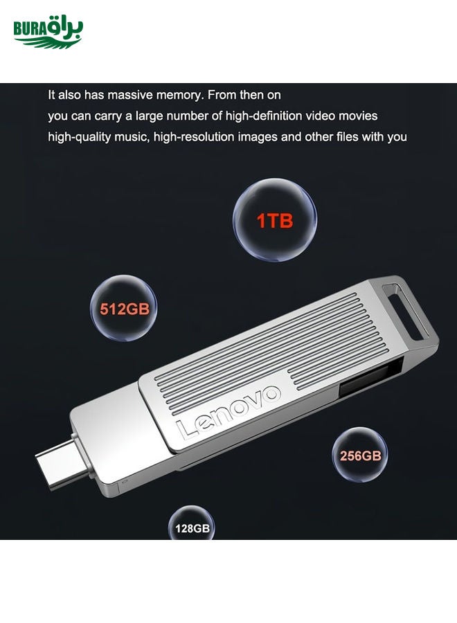BURAQ Lenovo SX5 Pro USB3.2+Type-C Dual Interface Mobile Solid State Flash Drive, Memory: 128GB(Silver)  - Image 4