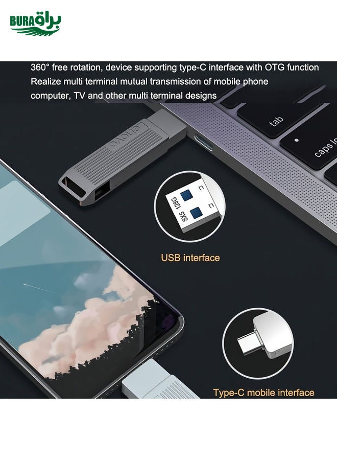 BURAQ Lenovo SX5 Pro USB3.2+Type-C Dual Interface Mobile Solid State Flash Drive, Memory: 128GB(Silver)  - Image 5