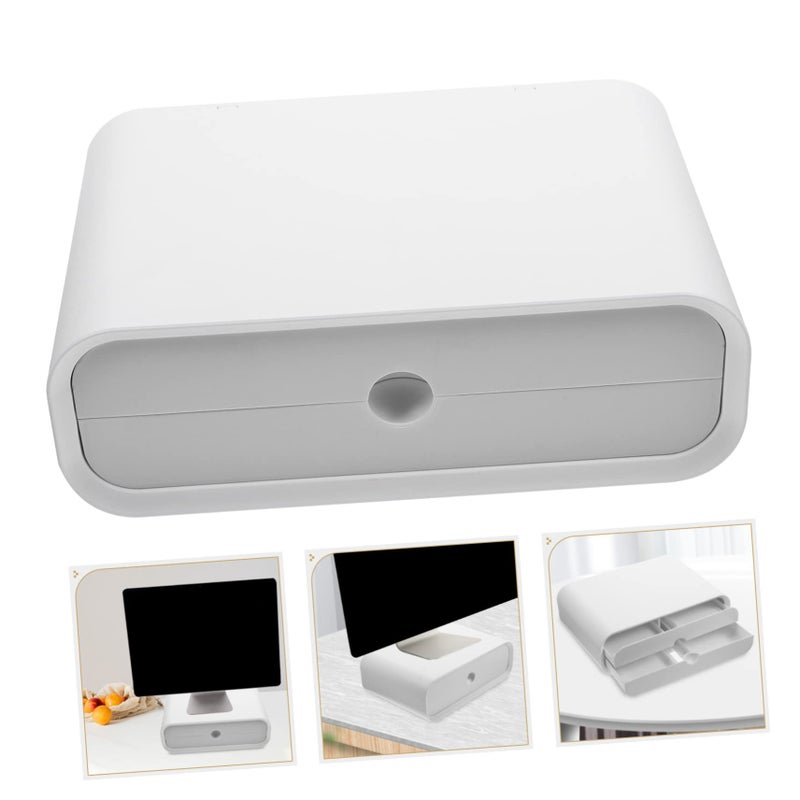 Acrylic Monitor Stand Riser with Storage Drawer Adjustable Height Desktop Organizer - Image 5