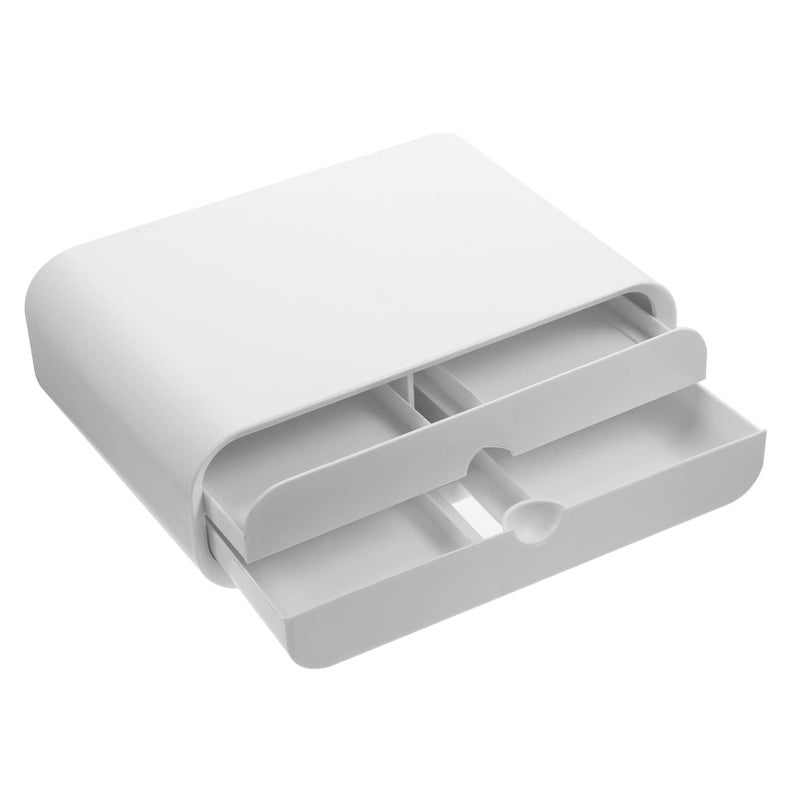 Acrylic Monitor Stand Riser with Storage Drawer Adjustable Height Desktop Organizer - Image 2