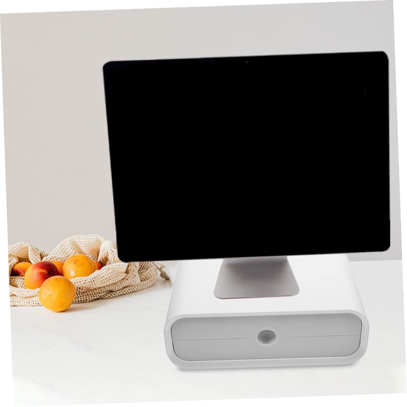 Acrylic Monitor Stand Riser with Storage Drawer Adjustable Height Desktop Organizer - Image 4