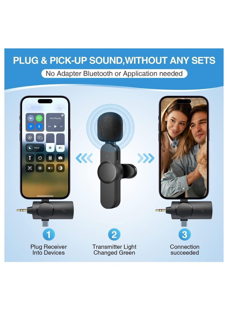 TIGER - Wireless Lavalier Lapel Microphone for iPhone, iPad, Android, DSLR Camera – Clip-On Mic with Plug & Play Setup – 7H Battery Life – Cordless Mini Mic for YouTube, Interview, Podcast, Vlog, Video Recording - Image 1