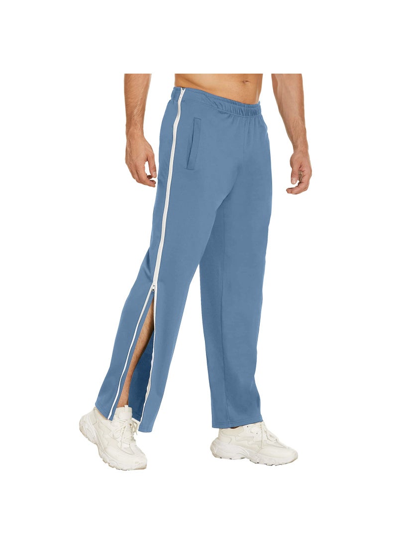 Mens Trendy Zipper Joggers Loose Fit Training Pants Black - Image 3