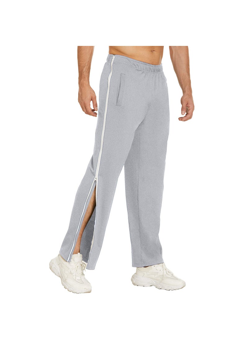 Mens Trendy Zipper Joggers Loose Fit Training Pants Black - Image 4