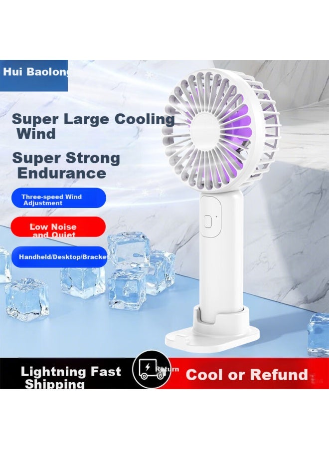 Hboalg Usb Handheld Mini Fan Portable Compact Fan For Outdoor, Desktop, Office, Student Dormitory, Powerful Rechargeable High-power Small Fan White - Image 1