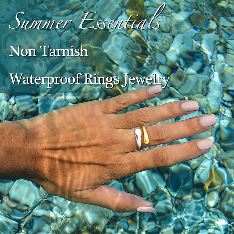 Poxtex Two-Toned Jewelry Gold and Silver Open Pinky Rings, Mixed Metal Jewelry Women Fashion Size 6 - Image 5