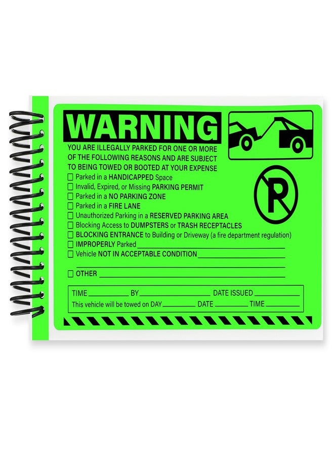 YooNotee 50 Pack Parking Violation Stickers with Sticker Book Tow Stickers for Vehicles Illegal Parking Warning Sticker Car Vehicle Private Warning Tag Adhesive Car Window Fluorescent Labels 5.5x7.5" - Image 1