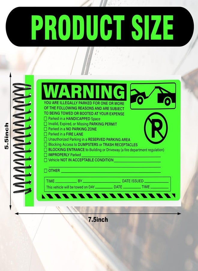 YooNotee 50 Pack Parking Violation Stickers with Sticker Book Tow Stickers for Vehicles Illegal Parking Warning Sticker Car Vehicle Private Warning Tag Adhesive Car Window Fluorescent Labels 5.5x7.5" - Image 2