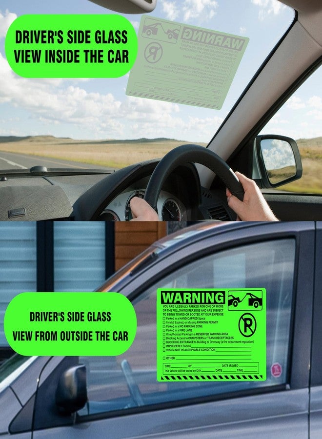YooNotee 50 Pack Parking Violation Stickers with Sticker Book Tow Stickers for Vehicles Illegal Parking Warning Sticker Car Vehicle Private Warning Tag Adhesive Car Window Fluorescent Labels 5.5x7.5" - Image 4