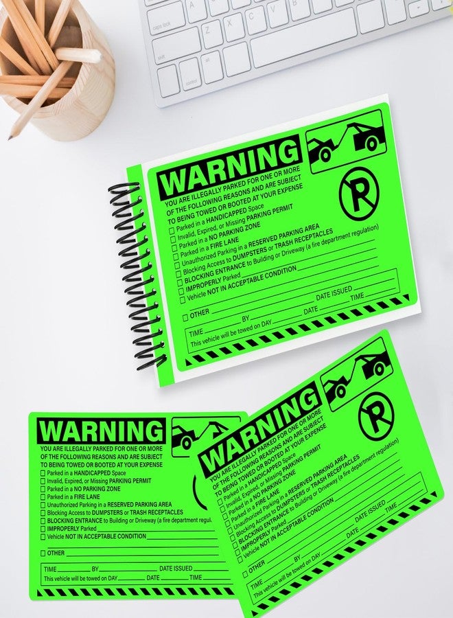 YooNotee 50 Pack Parking Violation Stickers with Sticker Book Tow Stickers for Vehicles Illegal Parking Warning Sticker Car Vehicle Private Warning Tag Adhesive Car Window Fluorescent Labels 5.5x7.5" - Image 5