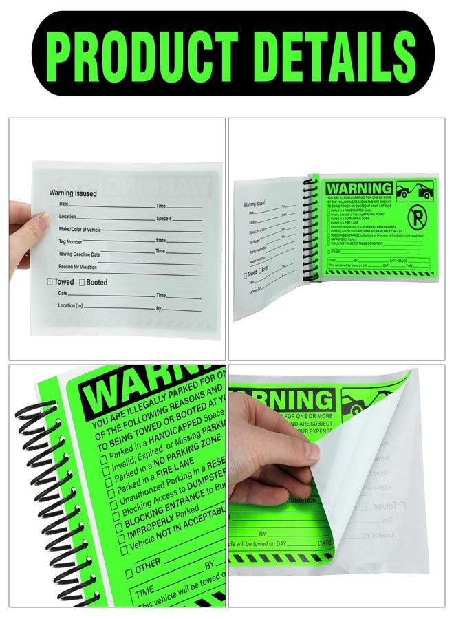 YooNotee 50 Pack Parking Violation Stickers with Sticker Book Tow Stickers for Vehicles Illegal Parking Warning Sticker Car Vehicle Private Warning Tag Adhesive Car Window Fluorescent Labels 5.5x7.5" - Image 3
