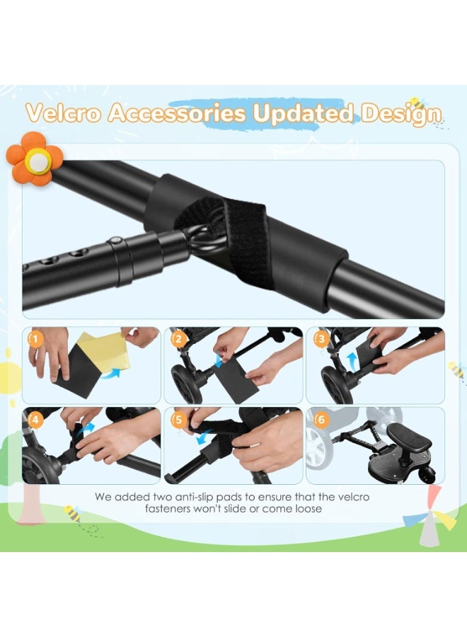 NANAO لوحة بوجي، لوحة بوجي عالمية مع مقعد للأطفال، لوحة أطفال، ملحق عربة الأطفال من 2-6 سنوات (25 كجم)، تناسب أكثر من 99% من عربات الأطفال، عجلات سوداء - Image 5