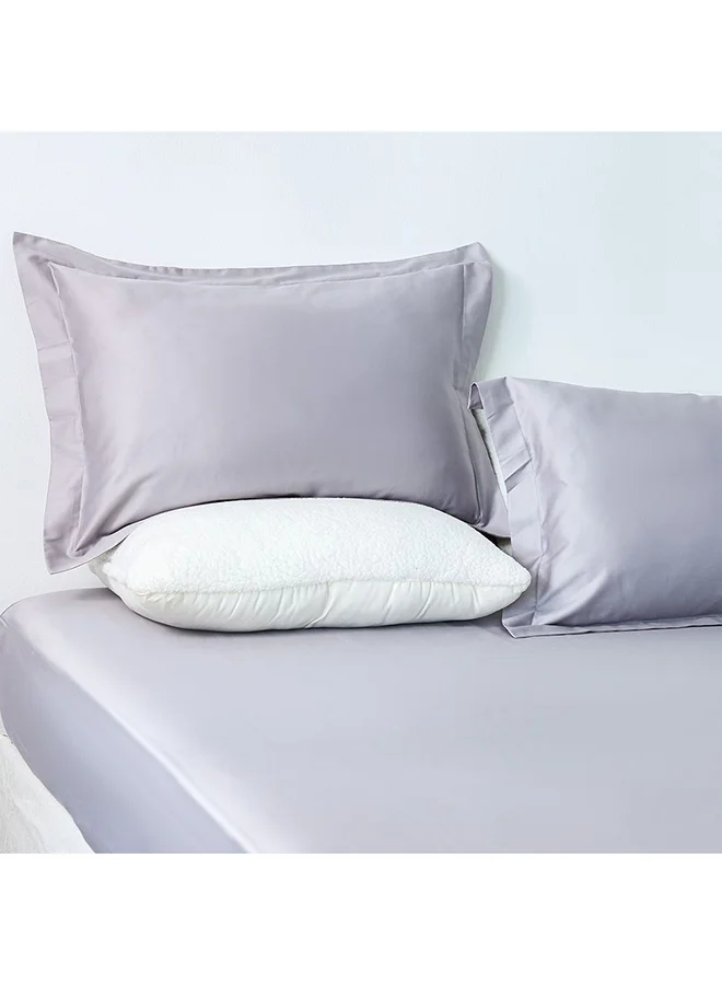 دانوب هوم Danube Home Serene 3 Piece 300 Tc Cotton Queen Fitted Sheet Set 160 x 200 + 35 cm,50x75cm Grey | 100% Cotton -300 Thread Count Bedding Set For Bedroom