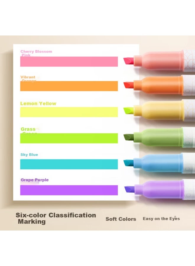 Enmienmy Double-ended Erasable Highlighter, Fluorescent Color, 6 Pens/box, Student Review And Memorization Pen, Water-based Marker, Highlighting Pen, Multi-color Pen, Back-to Essential Supplies - Image 3