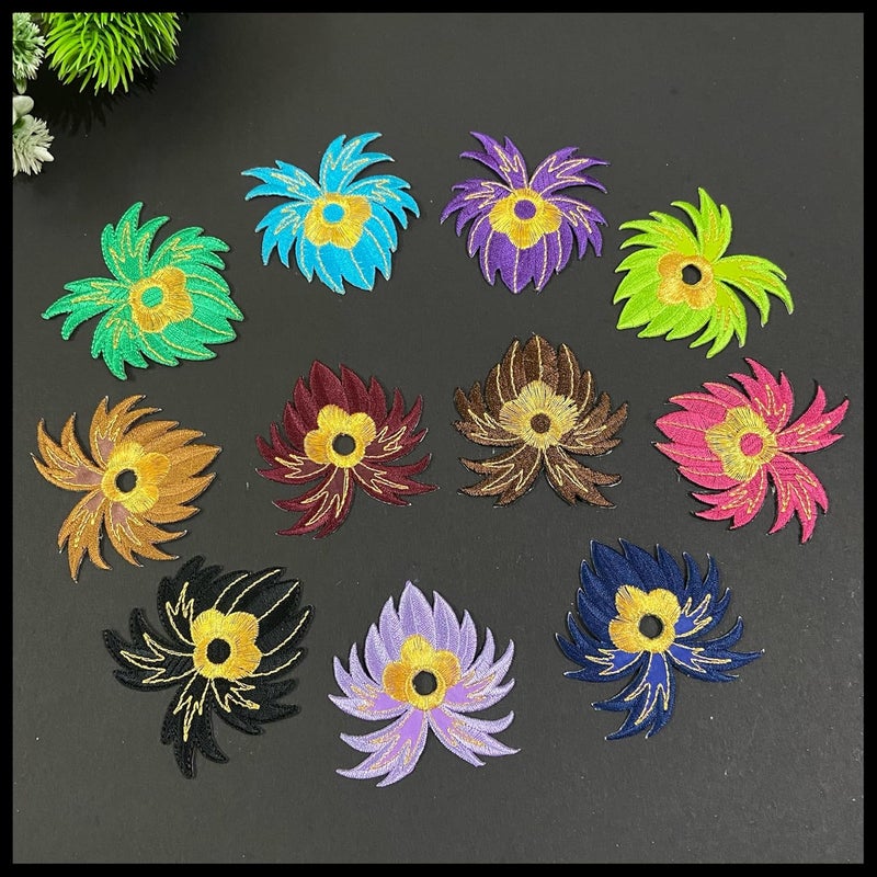 Generic Ushaworks Embroidered Lotus Flower Shape Iron-On Patch for Clothes, Suits, Blouse, Dupatta Saree,Jeans,Backpack,Dress Badge,DIY Projects (Pack of 10 Piece)  - Image 5