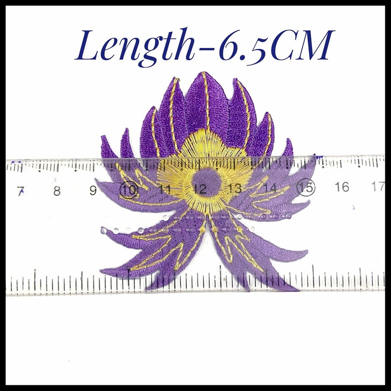 Generic Ushaworks Embroidered Lotus Flower Shape Iron-On Patch for Clothes, Suits, Blouse, Dupatta Saree,Jeans,Backpack,Dress Badge,DIY Projects (Pack of 10 Piece)  - Image 4