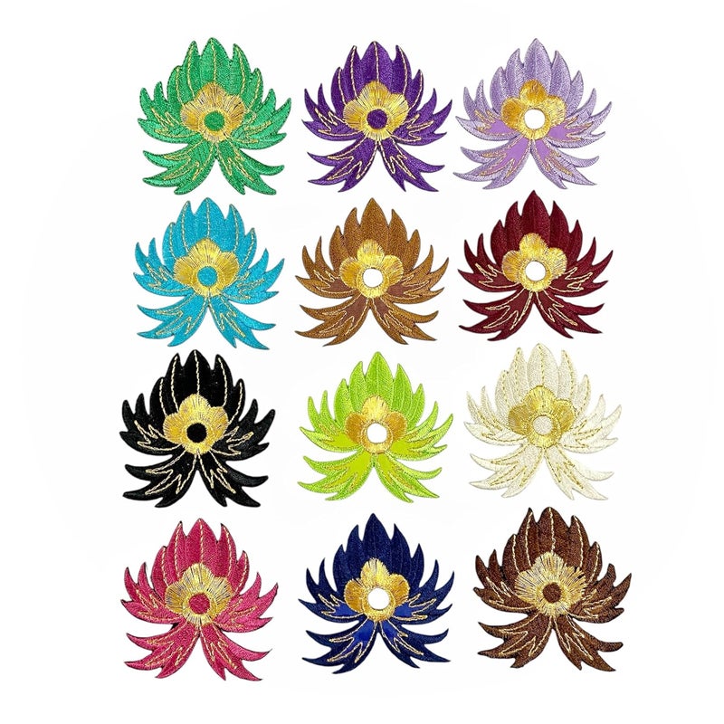 Generic Ushaworks Embroidered Lotus Flower Shape Iron-On Patch for Clothes, Suits, Blouse, Dupatta Saree,Jeans,Backpack,Dress Badge,DIY Projects (Pack of 10 Piece)  - Image 1