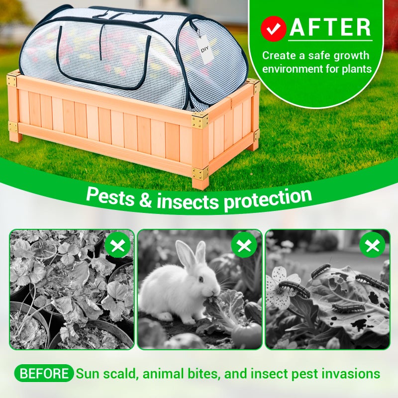 Hugbow Garden Covers for Raised Beds, Pop Up Raised Garden Bed Cover, Garden Row Plants Cover Accelerator, Greenhouse Cover for Protecting Seedlings Fruits Vegetable Rows 45" L x 22" W x 16" H(2 Pack) - Image 5