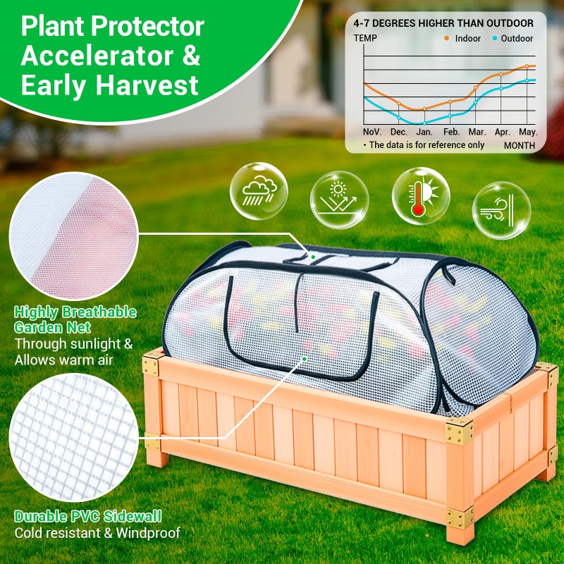 Hugbow Garden Covers for Raised Beds, Pop Up Raised Garden Bed Cover, Garden Row Plants Cover Accelerator, Greenhouse Cover for Protecting Seedlings Fruits Vegetable Rows 45" L x 22" W x 16" H(2 Pack) - Image 2