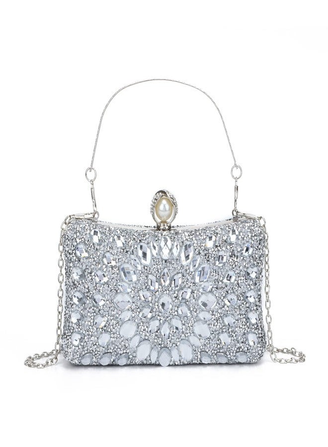 Lanpet Women Clutches Multicolor Crystal Rhinestone Evening Handbag Chain Strap Shoulder Bag - Image 1
