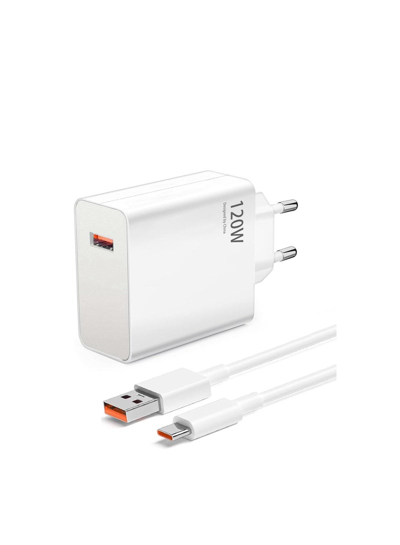 general 120W Fast Charger and Cable for Xiaomi, 3A/1M 120W HyperCharge Cable, Europe Wall Charge, USB C Cable, Turbo Charging for Xiaomi 14T 13T Pro 13 12T 11T for Redmi Note 12 Pro Mi11 for POCO M6 Pro - Image 1