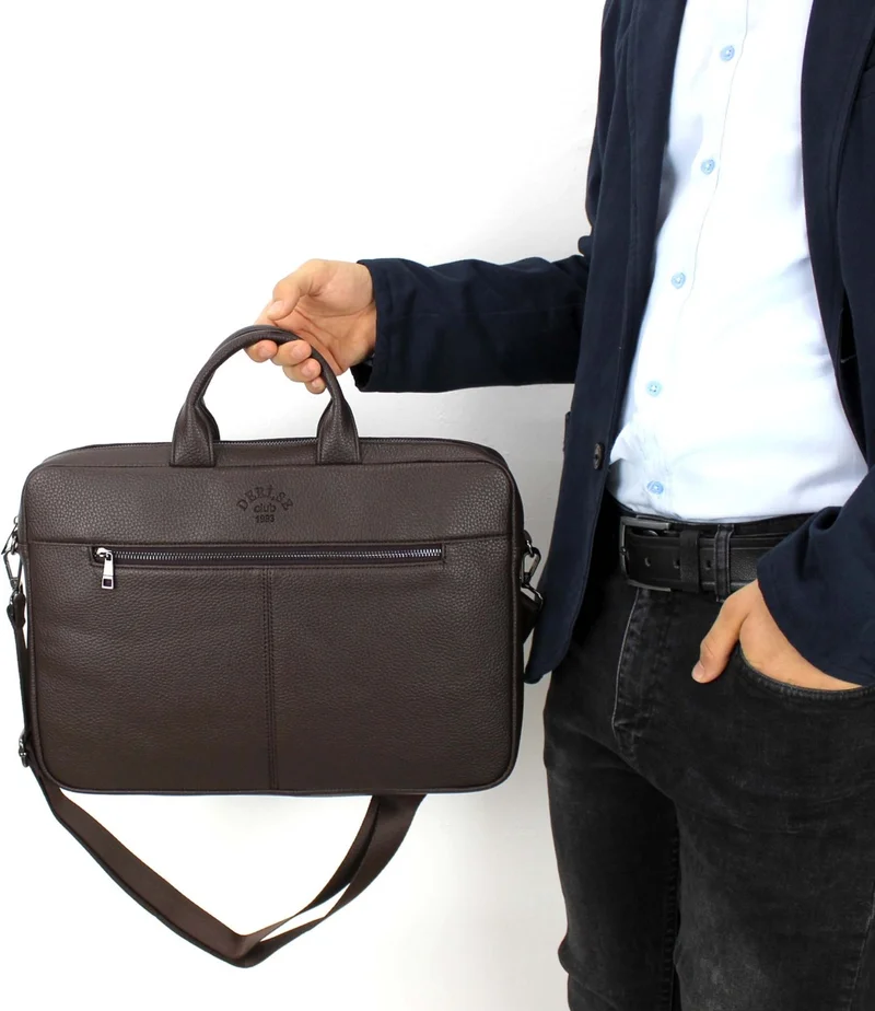 ديرسي كلوب Brown File Briefcase 15.6 Inch Laptop and Briefcase with Shoulder Strap