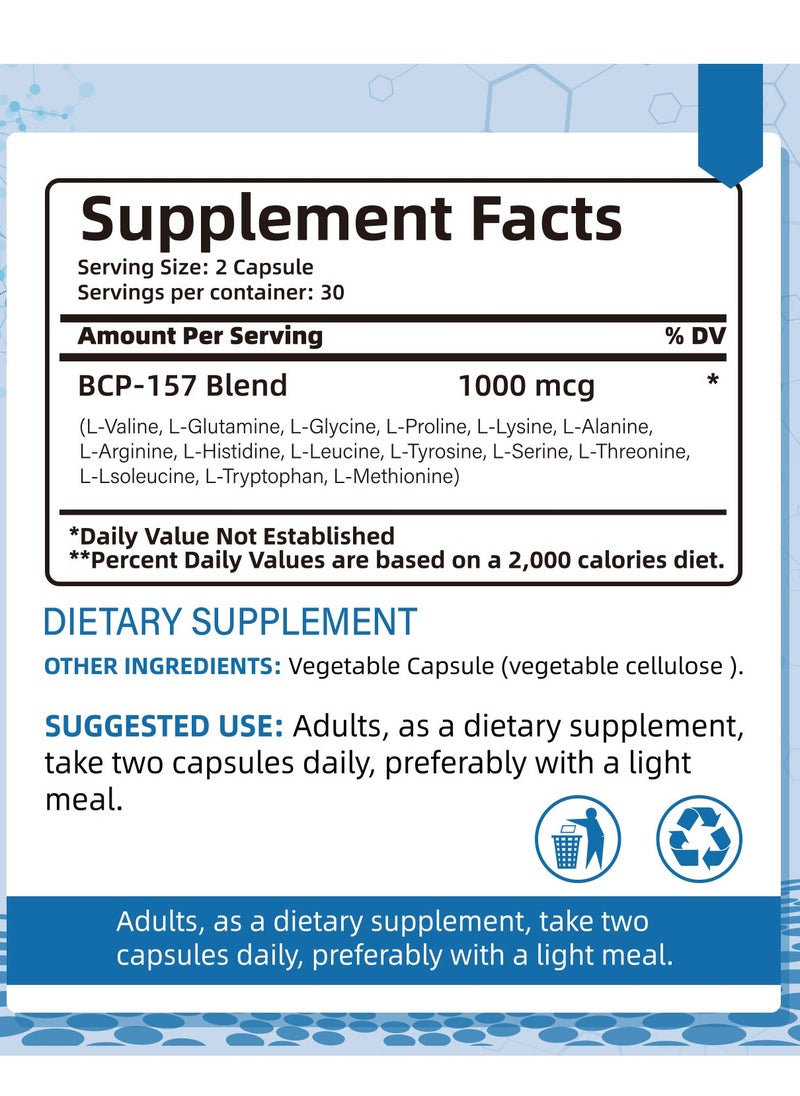 BIYODE - BPC 157 Peptide Capsule Pro, Bepecin-157 New Protective Compound, For Faster Recovery And Gut Healing, 1000mcg,Gluten Free Supplement 60 Capsules - Image 1