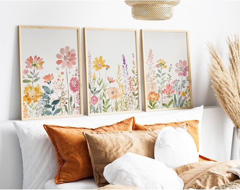 Youillne Watercolor Wildflower Wall Art Set of 3 - Image 3