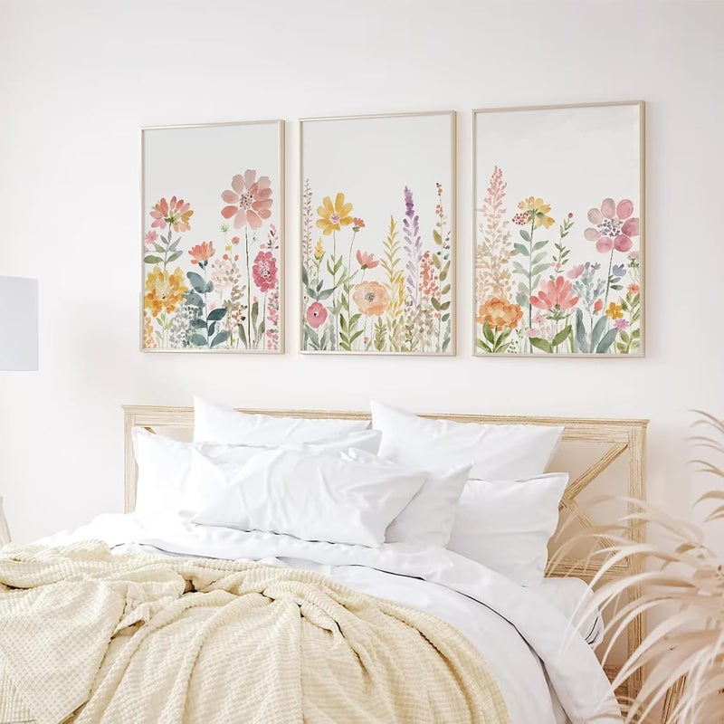 Youillne Watercolor Wildflower Wall Art Set of 3 - Image 4