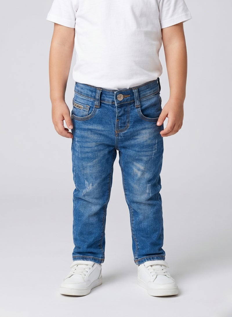 babyqlo Boys Classic Blue Washed Denim Jeans - Image 1