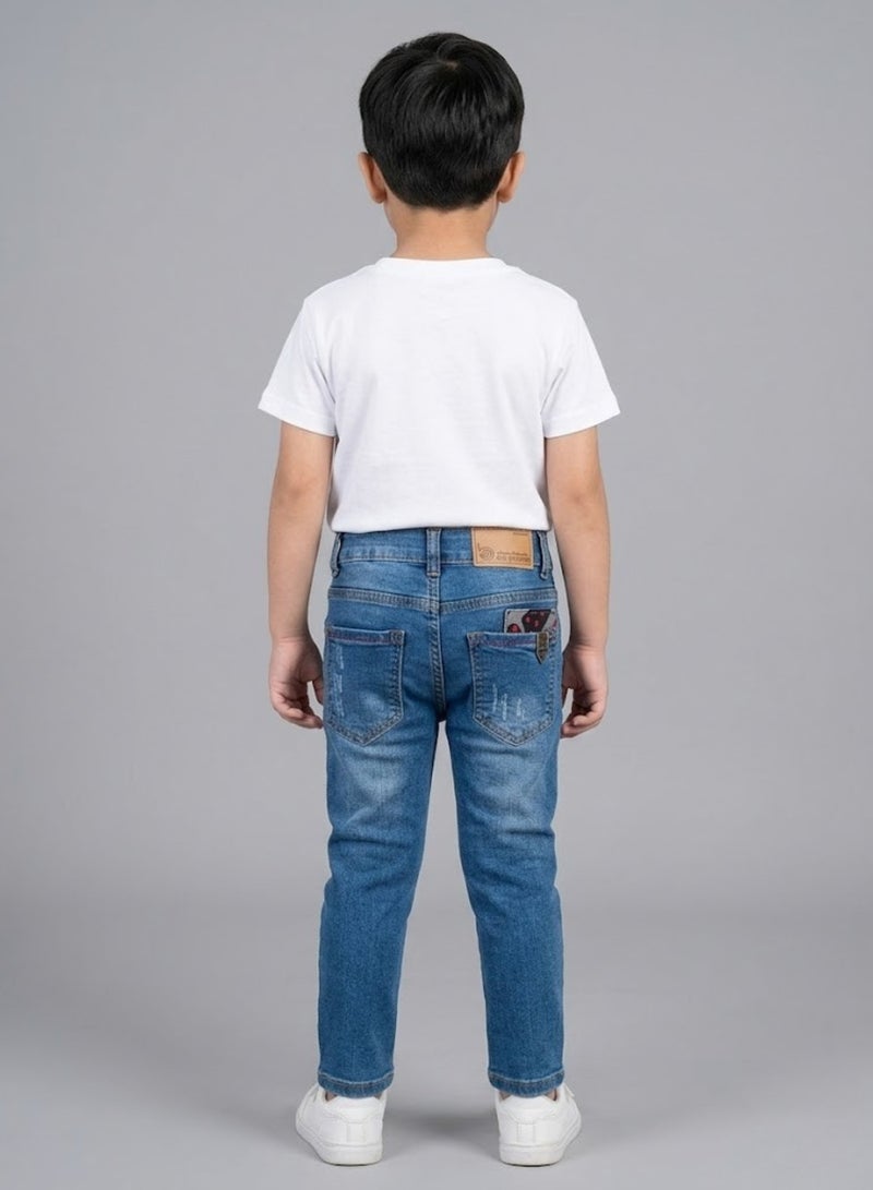 babyqlo Boys Classic Blue Washed Denim Jeans - Image 2