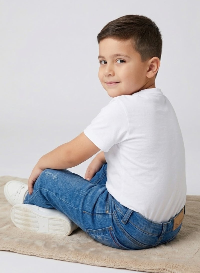 babyqlo Boys Classic Blue Washed Denim Jeans - Image 5
